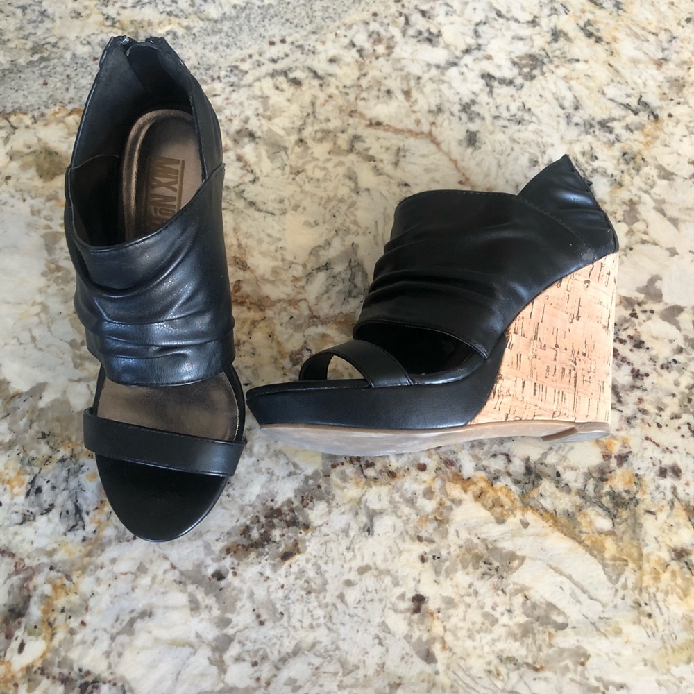 Black Wedge Sandals